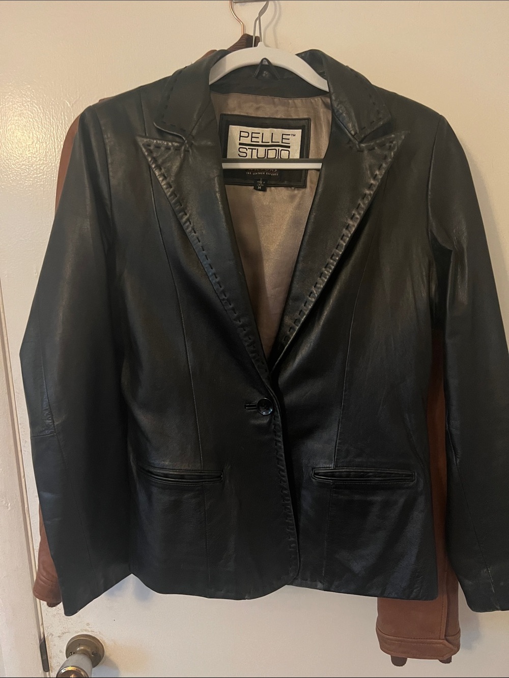 Pelle Studio Black Leather Tailored Blazer